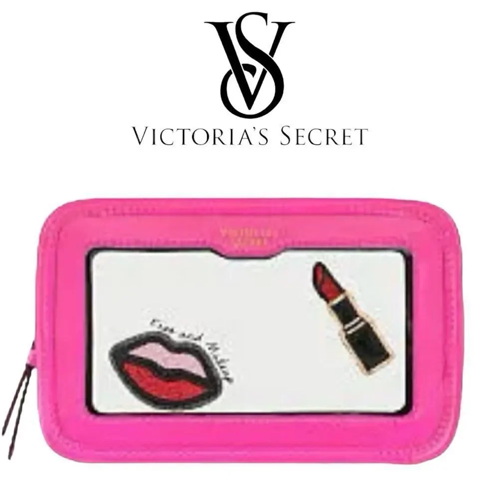 Victoria's Secret Cosmetic Case Clear Pink Patches Beauty Travel Makeup …